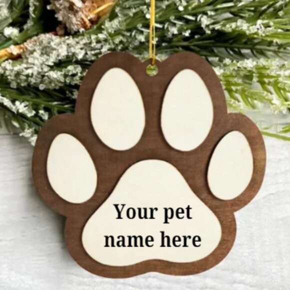 Pet 🐾 Name Custom Wood Burned Ornament LISTED AT FINAL PRICE - Picture 1 of 8